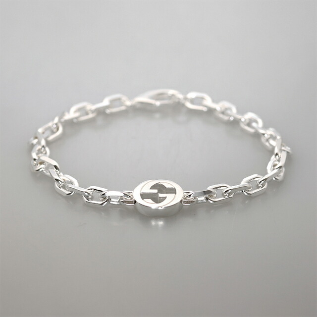 グッチ ブレスレット メンズ ブランド GUCCI インターロッキング チェーン 796351-J8400-8106-17 シルバー アクセサリー