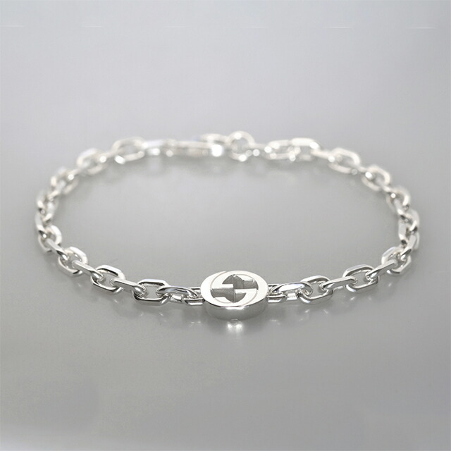 グッチ ブレスレット メンズ ブランド GUCCI インターロッキング チェーン 796351-J8400-8106-18 シルバー アクセサリー