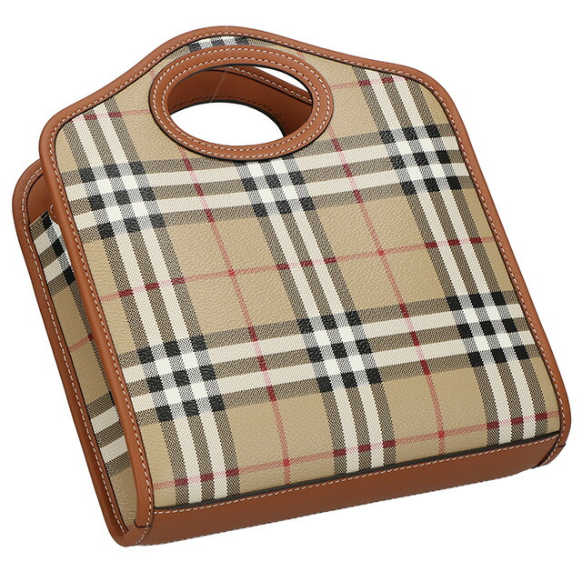 バ－バリ－ ハンドバッグ レディース BURBERRY チェック 8066166 ベージュ 軽量 小さめ 手提げ ブランド 高級 おしゃれ プレゼント 女性 実用的 かわいい