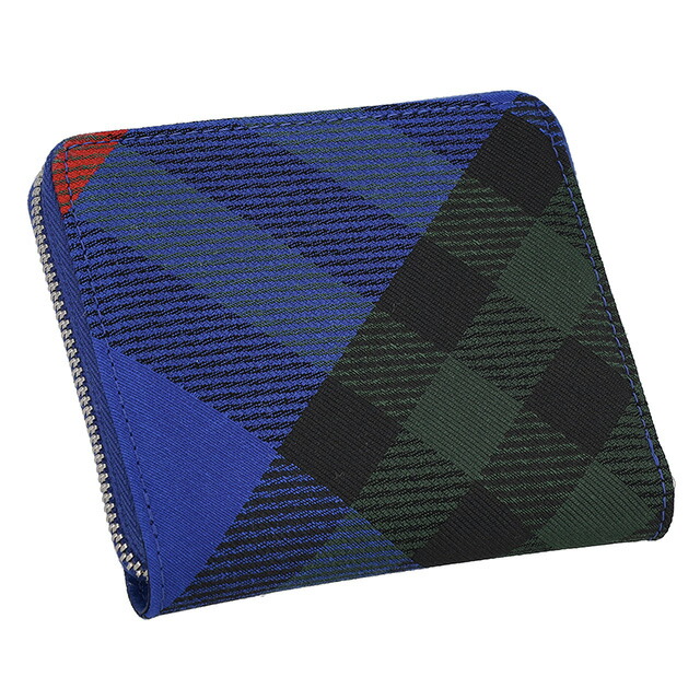 バ－バリ－ 二つ折り財布 メンズ レディース BURBERRY チェック 8089608 ブルー ウォレット ブランド 高級 おしゃれ プレゼント 実用的