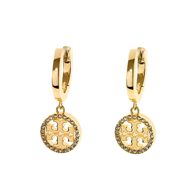 トリーバーチ ピアス レディース ブランド TORY BURCH MILLER PAVE HUGGIE HOOP EARRING フープ 両耳用 87041-783 Tory Gold アクセサリー