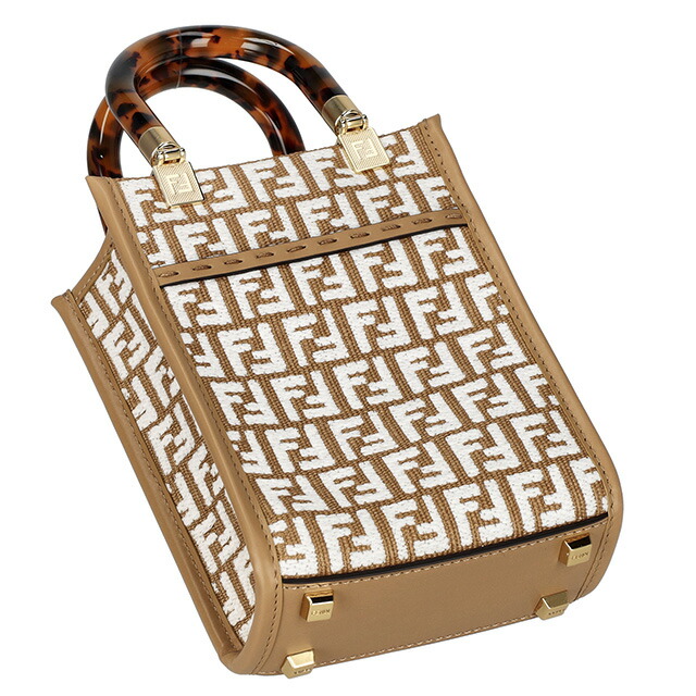 フェンディ ハンドバッグ レディース ブランド FENDI 8BS051-0AQ0X ホワイト／ブラウン 軽量 小さめ 手提げ 高級 おしゃれ プレゼント 女性 実用的 かわいい