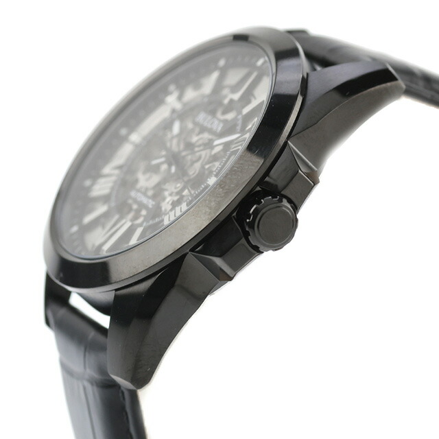 ブローバ クラシック 自動巻き 腕時計 ブランド メンズ オープンハート BULOVA 98A304 アナログ ブラック 黒 おしゃれ 防水 プレゼント 男性 実用的