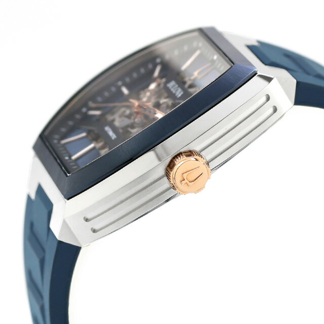 ブローバ クラシック マキナ 自動巻き 腕時計 ブランド メンズ オープンハート BULOVA 98A318 アナログ ネイビー おしゃれ 防水 プレゼント 男性 実用的