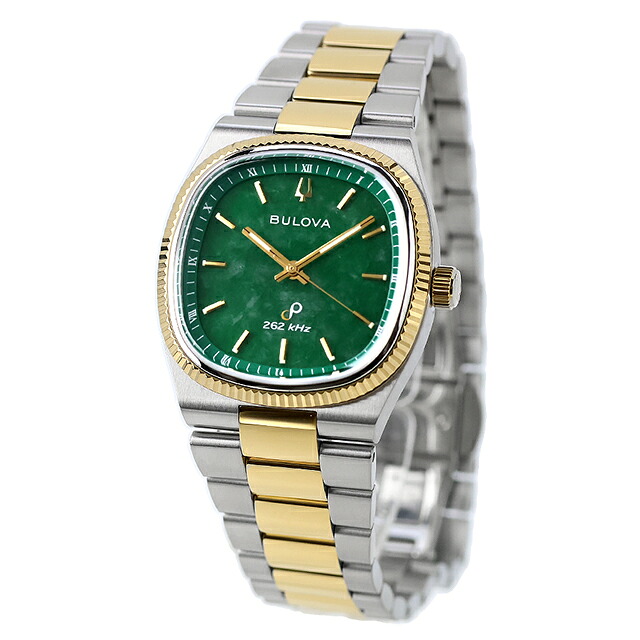 ブローバ スーパーセビーユ プレシジョニストクォーツ 腕時計 ブランド メンズ BULOVA 98A336 アナログ 翡翠 ゴールド おしゃれ 防水 プレゼント 男性 実用的