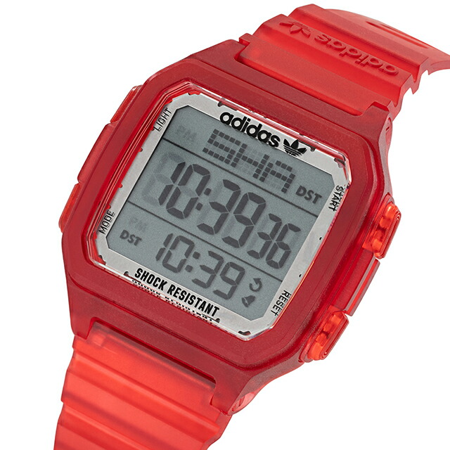 アディダス DIGITAL ONE GMT クオーツ 腕時計 メンズ レディース adidas AOST22051 デジタル レッド 赤 ブランド おしゃれ 防水 軽い 華奢 プレゼント 実用的