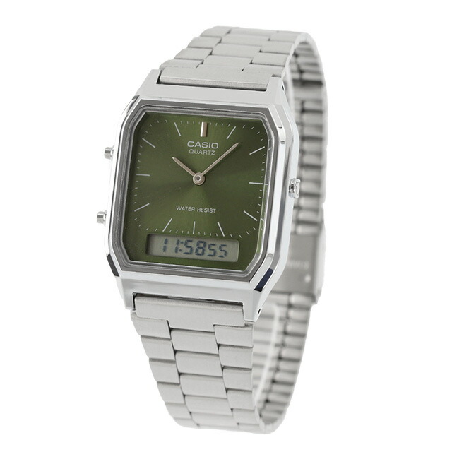 カシオ チープカシオ CASIO クォーツ 電池式 AQ-230A-3AMQY クラシック ユニセックス チプカシ 腕時計 シンプル ブランド カシオ casio グリーン おしゃれ アナデジ アナログ デジタル 防水 かわいい プレゼント 実用的 学生 受験生 受験用 試験用 受験対応