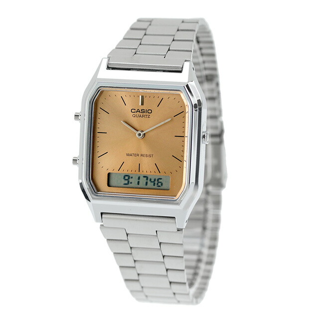 カシオ CASIO クォーツ 電池式 AQ-230A-4AMQY クラシック チプカシ ユニセックス メンズ レディース 腕時計 カシオ casio アナデジ オレンジ ブランド おしゃれ 防水 小さい 軽い かわいい プレゼント 実用的