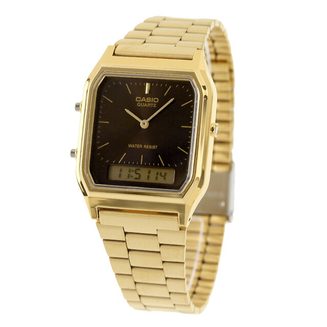 カシオ チープカシオ CASIO クォーツ 電池式 AQ-230GA-5AMQY クラシック ユニセックス チプカシ 腕時計 ブランド カシオ casio ブラウン ゴールド おしゃれ アナデジ アナログ デジタル 防水 かわいい プレゼント 実用的 学生 受験生 受験用 試験用 受験対応