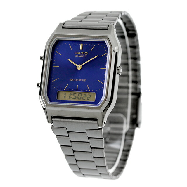 カシオ CASIO クォーツ 電池式 AQ-230GG-2A ビンテージ 海外モデル ユニセックス メンズ レディース 腕時計 カシオ casio アナデジ ブルー ガンメタル ブランド おしゃれ 防水 プレゼント 実用的