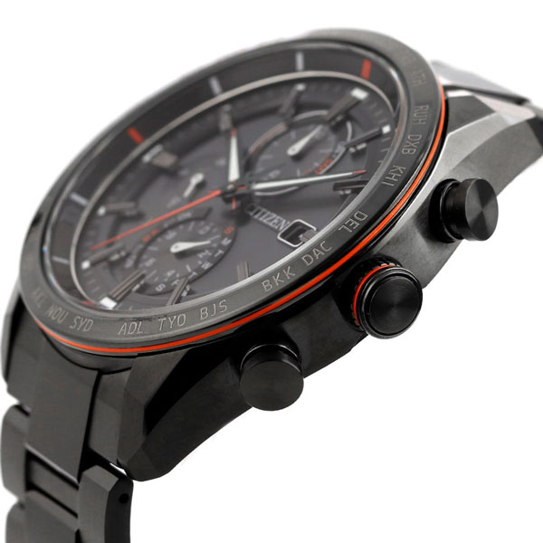 シチズン アテッサ ACT Line エコ・ドライブ電波（H800） 腕時計 ブランド メンズ チタン クロノグラフ 電波ソーラー CITIZEN ATTESA AT8185-62E アナログ ブラック 黒 高級 おしゃれ 防水 文字盤 大きい プレゼント 男性 実用的