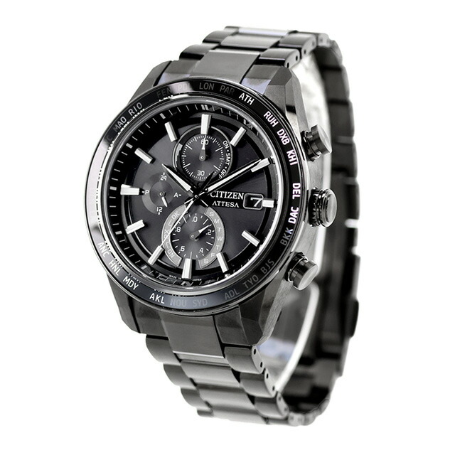 シチズン アテッサ ACT Line ダイレクトフライト 光発電エコドライブ電波 腕時計 ブランド メンズ チタン クロノグラフ 電波ソーラー CITIZEN ATTESA AT8294-59E アナログ ブラック 黒 日本製 高級 おしゃれ 防水 文字盤 大きい プレゼント 男性 実用的
