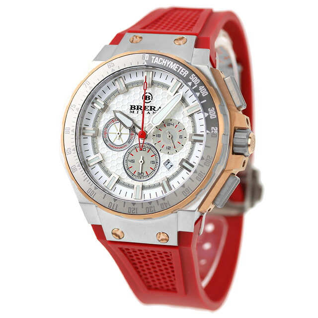 ブレラ ミラノ GRANTURISMO GT2 CHRONOGRAPH QUARTZ ラグスポ クオーツ 腕時計 メンズ クロノグラフ BRERA MILANO BMGTQC4505A アナログ ホワイト レッド 白 ブランド おしゃれ 防水 プレゼント 男性 実用的