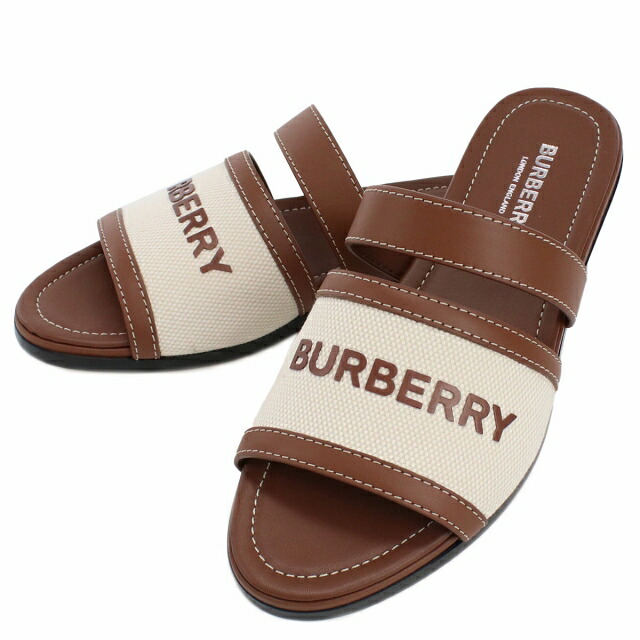 バーバリー サンダル レディース BURBERRY レザー コットン イタリア 8042631 TAN ブラウン系 小物 選べるモデル
