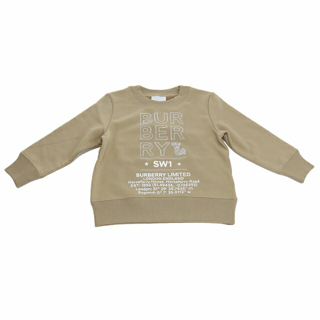 子供服 キッズ 女の子 男の子 高級 ブランド 出産祝い ギフト おしゃれ バーバリー スウェット ベビー BURBERRY コットン100% 8053817 ARCHIVE BEIGE ベージュ系 ファッション 選べるモデル