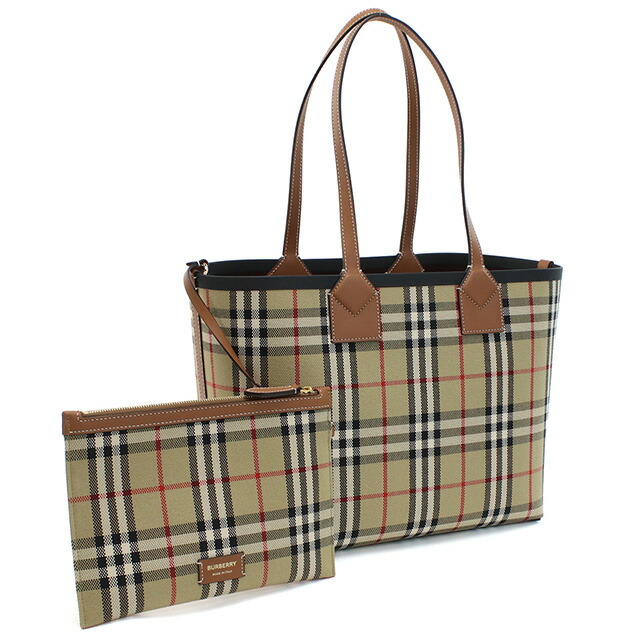 バーバリー トートバッグ レディース BURBERRY コットン、レザー イタリア 8066163 BRIAR BROWN-BLACK ブラウン系 マルチカラー バッグ 軽量 手提げ ブランド 高級 おしゃれ プレゼント 女性 実用的 かわいい