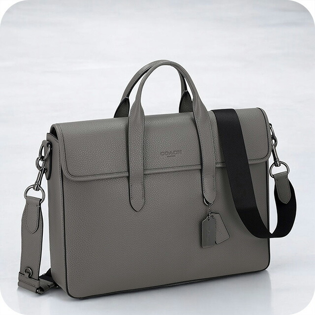 コーチ ブリーフケース ビジネスバッグ 2way ショルダーバッグ 斜めがけ メンズ アウトレット ブランド COACH C9875 QBCHR チャコール グレー 軽量 A4 ノートpc 高級 おしゃれ プレゼント 男性 実用的 かっこいい