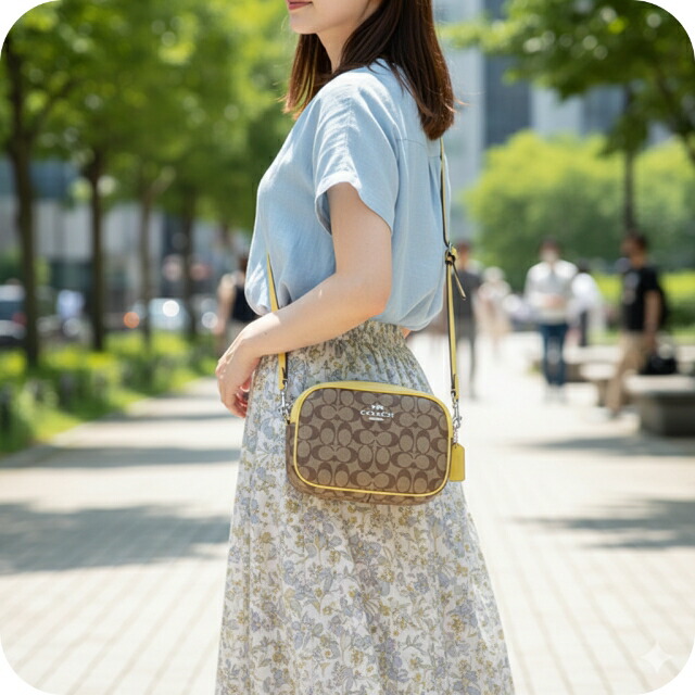 コーチ ショルダーバッグ メッセンジャーバッグ 2way ハンドバッグ レディース アウトレット ブランド COACH シグネチャー CA547 SVWGW ベージュ/イエロー 斜めがけ 高級 おしゃれ プレゼント 女性 実用的 かわいい