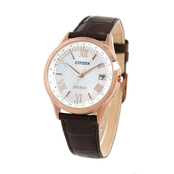 シチズン エクシード エコドライブ電波 CB1112-07W 腕時計 ソーラー電波腕時計 ソーラー電波時計 メンズ ホワイトシェル ブラウン CITIZEN EXCEED 高級 ブランド おしゃれ 防水 プレゼント 男性 実用的