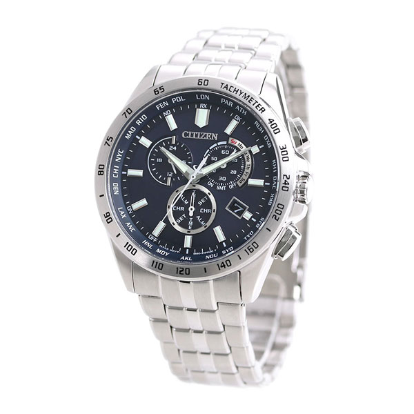 シチズン コレクション クロノグラフ エコドライブ電波 CB5870-91L 電波ソーラー 腕時計 ソーラー電波腕時計 ソーラー電波時計 メンズ ネイビー CITIZEN COLLECTION ブランド おしゃれ 防水 プレゼント 男性 実用的