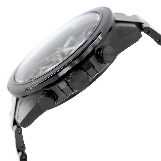 シチズン アテッサ ダブルダイレクトフライト アクトライン ブラックチタニウムシリーズ 光発電エコドライブGPS衛星電波 腕時計 ブランド メンズ チタン クロノグラフ ソーラー CITIZEN ATTESA CC4059-64L アナログ ネイビー ブラック 黒 日本製