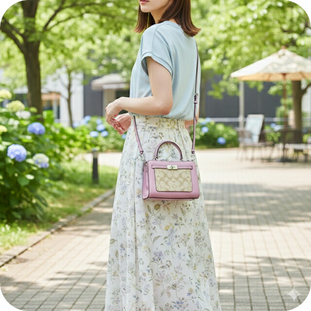 コーチ ハンドバッグ 2way ショルダーバッグ 斜めがけ レディース アウトレット ブランド COACH シグネチャー CC977 SVV7O ライトカーキ/ピンク 軽量 小さめ 手提げ 高級 おしゃれ プレゼント 女性 実用的 かわいい