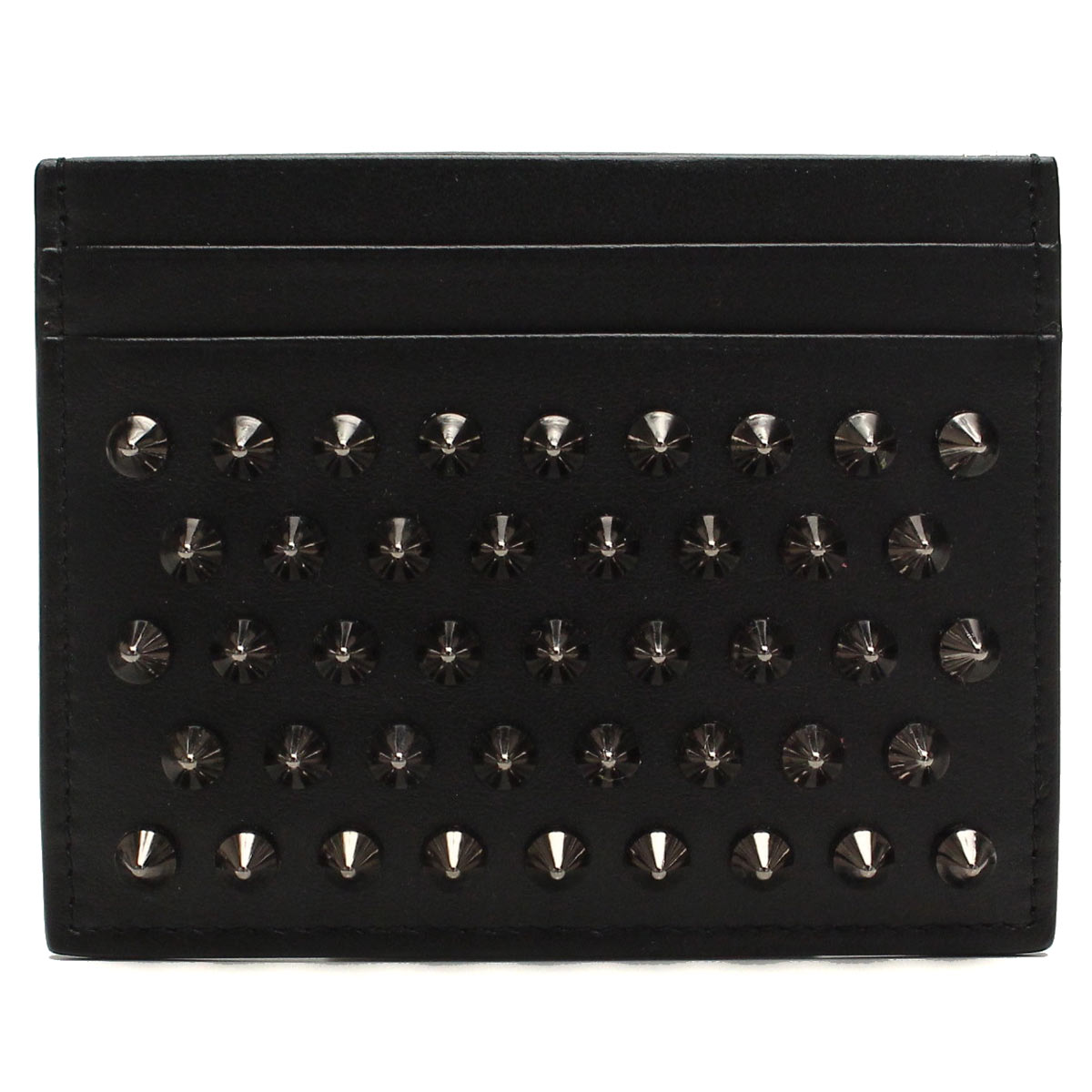 クリスチャン 名刺入れ ルブタン カードケース レディース Christian Louboutin CALF PARIS-SPIKES カーフ イタリア 3165043 BLACK-GUNMETAL ブラック 財布 ブランド 高級 おしゃれ プレゼント 実用的