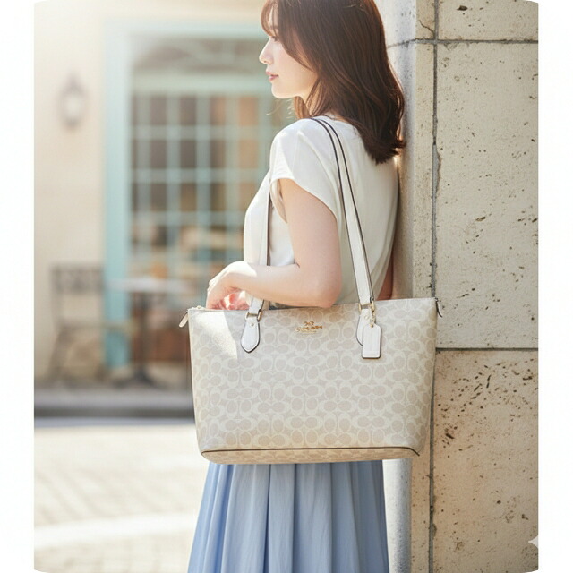 コーチ トートバッグ 2way ショルダー レディース アウトレット ブランド COACH CW381 IMXDM ベージュ 軽量 手提げ 高級 おしゃれ プレゼント 女性 実用的 かわいい