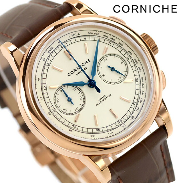 コーニッシュ ヘリテージ クォーツ 電池式 腕時計 ブランド メンズ クロノグラフ CORNICHE CW-HC-GWB アナログ ベージュ ブラウン おしゃれ 防水 プレゼント 男性 実用的