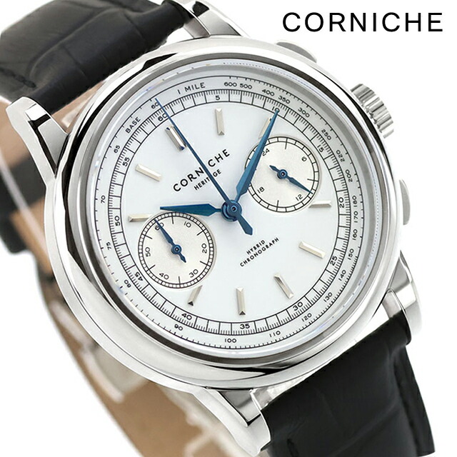 コーニッシュ ヘリテージ クォーツ 電池式 腕時計 ブランド メンズ クロノグラフ CORNICHE CW-HC-SWB アナログ ホワイト ブラック 黒 おしゃれ 防水 プレゼント 男性 実用的