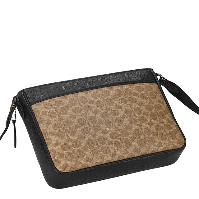 コーチ ショルダーバッグ メッセンジャーバッグ メンズ アウトレット ブランド COACH レザー CY824 QBNRX ライトブラウン/ブラック 斜めがけ 高級 おしゃれ プレゼント 男性 実用的 かっこいい