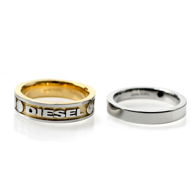 ディーゼル リング メンズ ブランド DIESEL ロゴ 2点セット シルバー ゴールド アクセサリー
