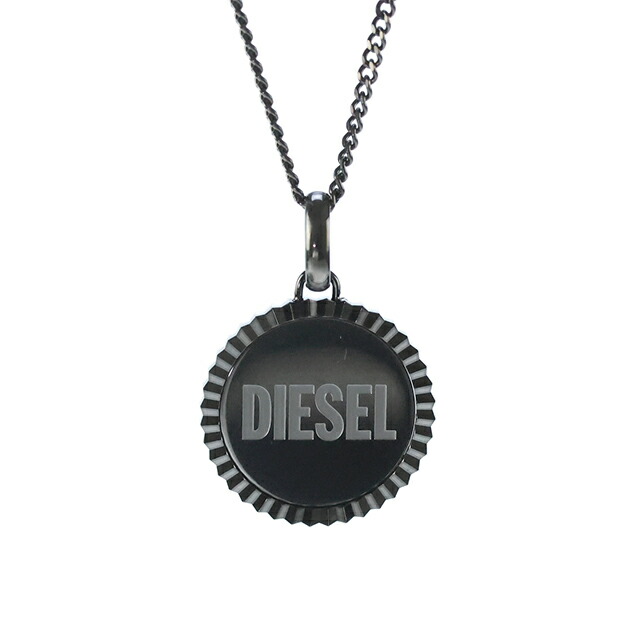 ディーゼル ネックレス メンズ レディース ブランド DIESEL ペンダント ロゴ ガンメタル アクセサリー
