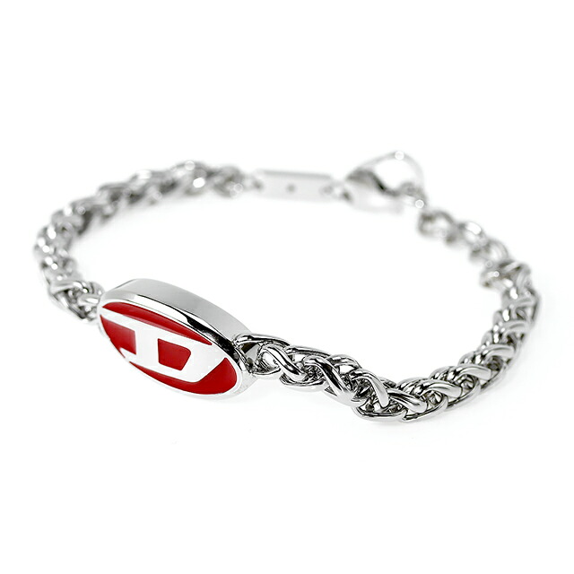 ディーゼル ブレスレット メンズ レディース DIESEL ステンレススチール DX1445040 シルバー レッド アクセサリー 腕輪 ジュエリー ブランド 高級 おしゃれ プレゼント 実用的 ペア