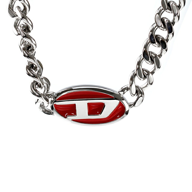 ディーゼル ネックレス ペンダント メンズ レディース DIESEL ステンレススチール DX1446040 シルバー レッド アクセサリー ジュエリー ブランド 高級 おしゃれ プレゼント 実用的 ペア