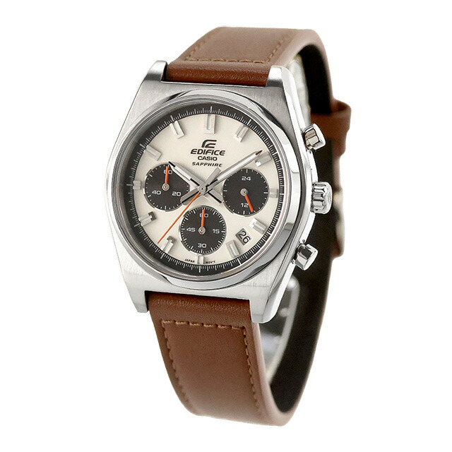 エディフィス EDIFICE クォーツ 電池式 B-730L-7AV 海外モデル メンズ 腕時計 ブランド カシオ casio アナログ ホワイト ブラウン 白 おしゃれ 防水 文字盤 大きい プレゼント 男性 実用的