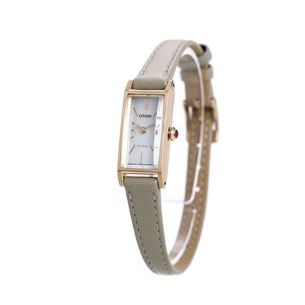 シチズン キー エコドライブ ネット流通限定モデル レクタンギュラー レディース 腕時計 EG7043-17W CITIZEN Kii 革ベルト 時計 ブランド おしゃれ 防水 軽い 華奢 かわいい プレゼント 女性 実用的