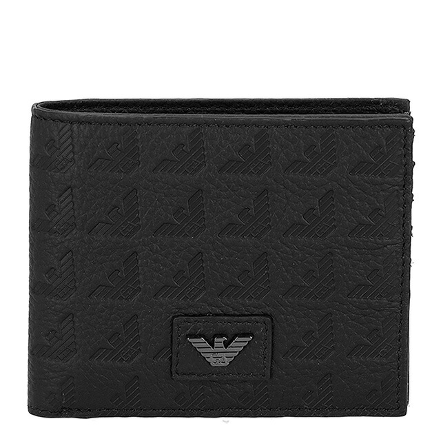 エンポリオ・アルマーニ 二つ折り財布 メンズ ブランド EMPORIO ARMANI レザー EM001741-AF14774 ブラック ウォレット 高級 おしゃれ プレゼント 実用的