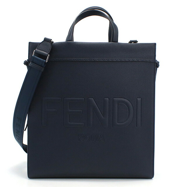 フェンディ トートバッグ メンズ FENDI レザー 7VA583 ネイビー系 バッグ 軽量 手提げ ブランド 高級 おしゃれ プレゼント 男性 実用的 かっこいい