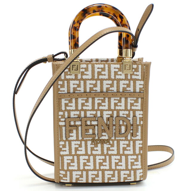 フェンディ トートバッグ レディース FENDI 8BS051 ブラウン系 ホワイト系 バッグ 軽量 手提げ ブランド 高級 おしゃれ プレゼント 女性 実用的 かわいい