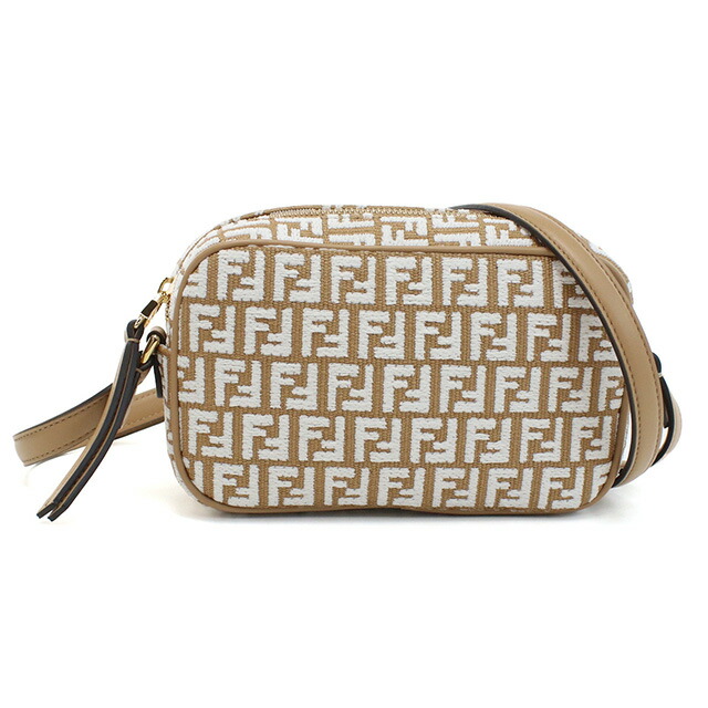 フェンディ 斜め掛け ショルダーバッグ レディース FENDI イタリア 8BS077 ブラウン系 ホワイト系 バッグ 斜めがけ ブランド 高級 おしゃれ プレゼント 女性 実用的 かわいい