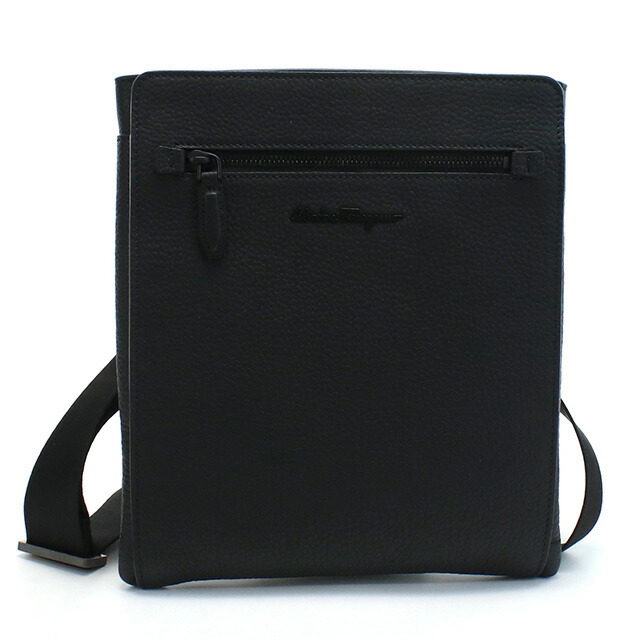 フェラガモ 斜め掛け ショルダーバッグ メンズ FERRAGAMO イタリア 24-0131 ブラック バッグ 斜めがけ ブランド 高級 おしゃれ プレゼント 男性 実用的 かっこいい