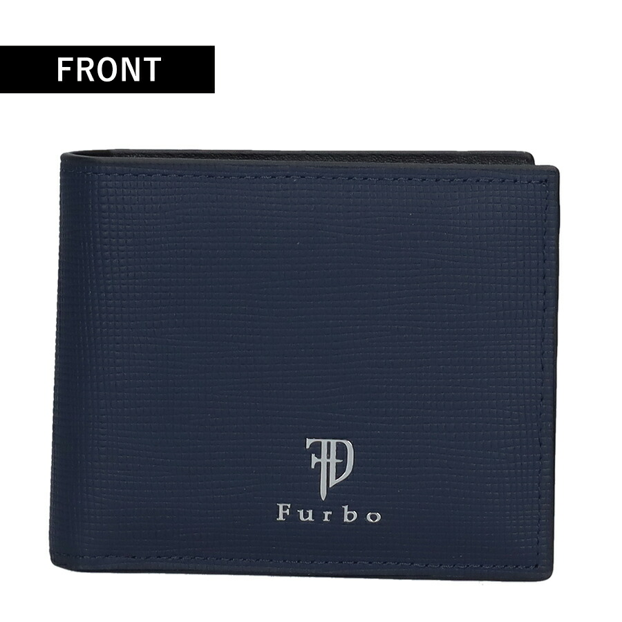 フルボ 二つ折り財布 メンズ レディース ブランド Furbo 革 レザーウォレット 小銭入れあり FRB152 ネイビー 財布 ウォレット 高級 おしゃれ プレゼント 実用的
