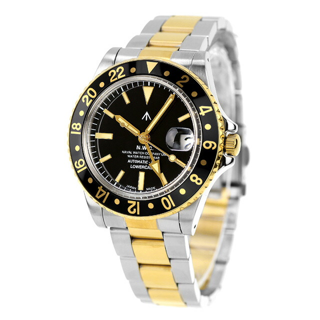 ナバルウォッチ NAVAL WATCH Produced by LOWERCASE GMT 自動巻き 腕時計 ブランド メンズ NAVAL WATCH FRXD008 アナログ ブラック シルバー ゴールド 黒 日本製 おしゃれ 防水 プレゼント 男性 実用的
