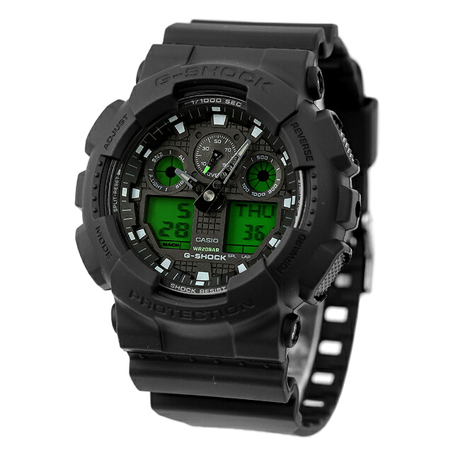 gショック ジーショック G-SHOCK GA-100 SERIES クォーツ 電池式 GA-100BEG-1A メンズ 腕時計 ブランド カシオ casio アナデジ ブラック グリーン 黒 おしゃれ 防水 軽い プレゼント 男性 実用的