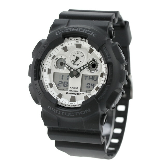 gショック ジーショック G-SHOCK クォーツ 電池式 GA-100WD-1A アナログデジタル GA-100シリーズ メンズ 腕時計 カシオ casio アナデジ ホワイト ブラック 黒 ブランド おしゃれ 防水 軽い プレゼント 男性 実用的