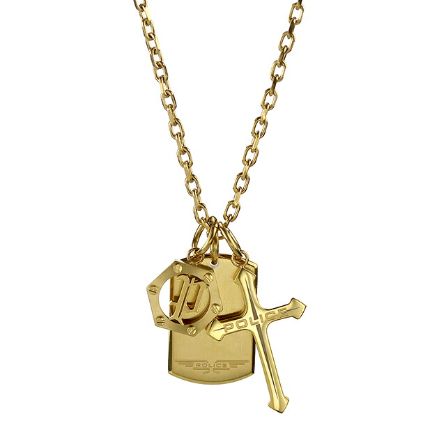ポリス ネックレス ペンダント メンズ POLICE トリプルロック TRIPLELOCK プレート 十字架 ヘキサゴン クロス GN0085401 ゴールド アクセサリー ジュエリー ブランド 高級 おしゃれ プレゼント 男性 実用的 かっこいい