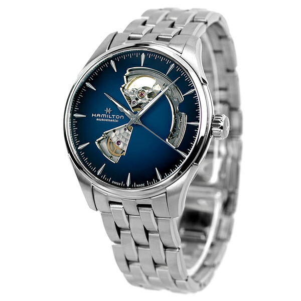 ハミルトン 腕時計 ジャズマスター オープンハート オート 40mm スイス製 自動巻き メンズ H32675140 HAMILTON ブルー ブランド おしゃれ 防水 プレゼント 男性 実用的