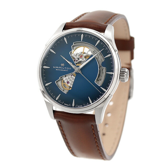 ハミルトン ジャズマスター オープンハート オート 40mm 自動巻き 腕時計 メンズ オープンハート 革ベルト HAMILTON H32675540 アナログ ブルー ブラウン スイス製 ブランド おしゃれ 防水 プレゼント 男性 実用的