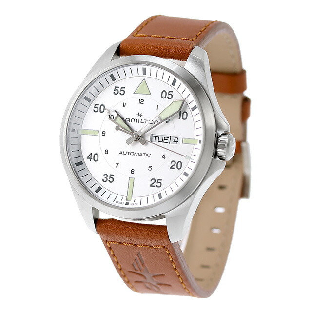 ハミルトン カーキ アビエーション カーキ パイロット デイデイト オートマティック 42mm 自動巻き 腕時計 メンズ HAMILTON H64635550 アナログ シルバー ブラウン スイス製 ブランド おしゃれ 防水 プレゼント 男性 実用的